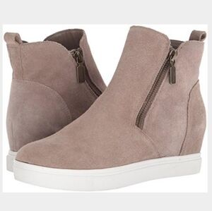 Blondo Giselle taupe gray tan waterproof zip up suede ankle boots sz 9